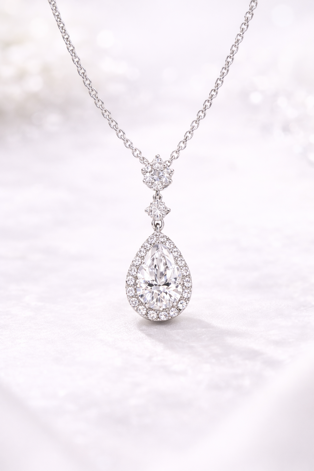Pear Halo Necklace