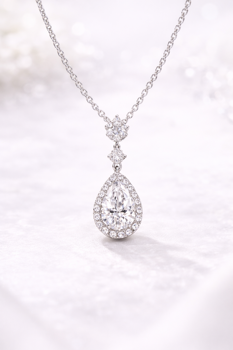Pear Halo Necklace